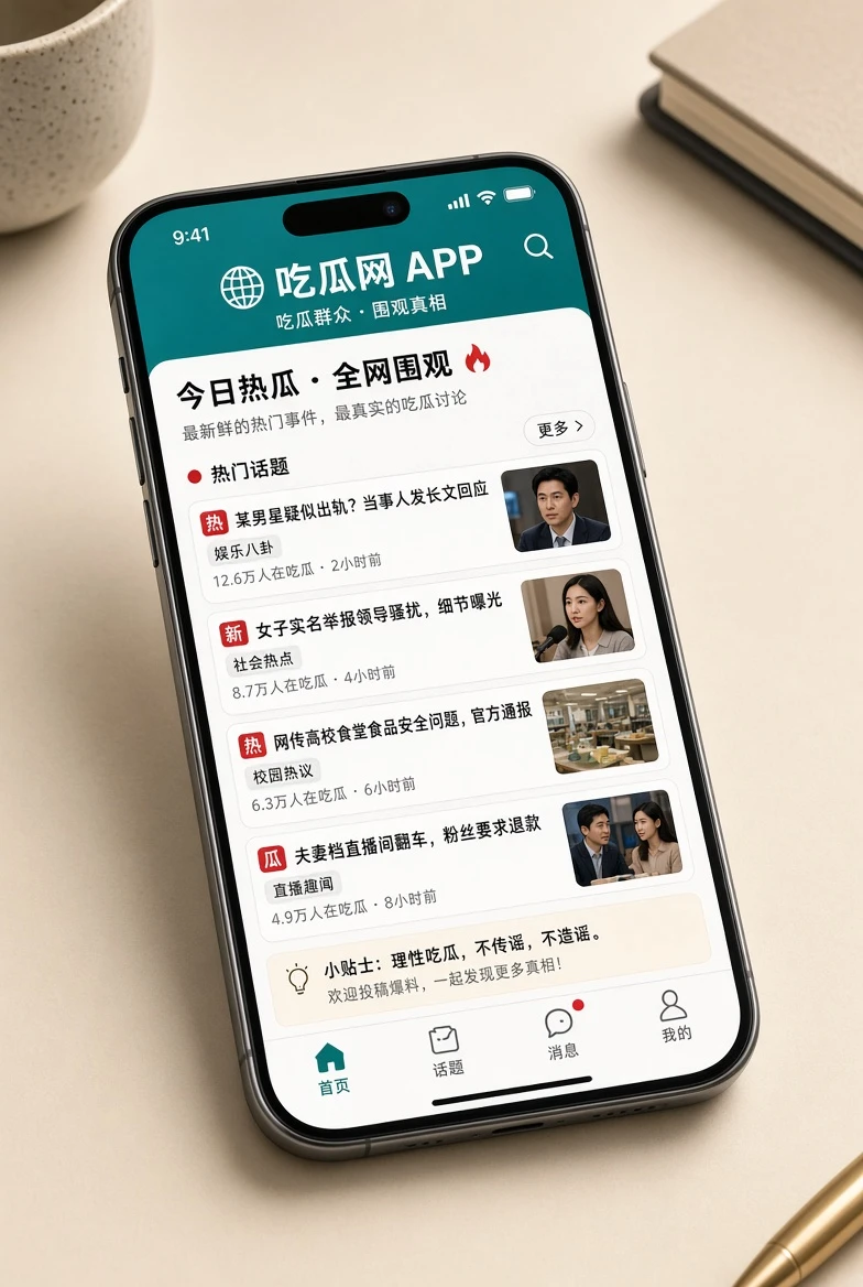 吃瓜网APP界面示意